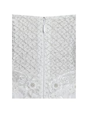 Fabiola Lace Trim Silver Net Top Mini Flare Chiffon Dress