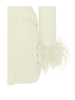 Madeline Pearl White Feather Trim Blazer Dress