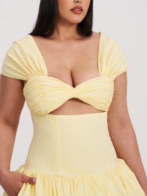 Umika Butter Yellow Bubble Hem Mini Dress
