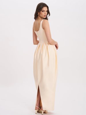 Udana Butter Yellow Drop Waist Tulip Gown