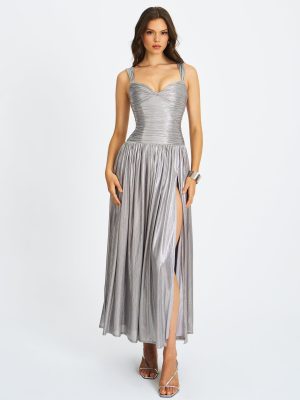 Palmer Silver Glitter Drop Waist Maxi Dress
