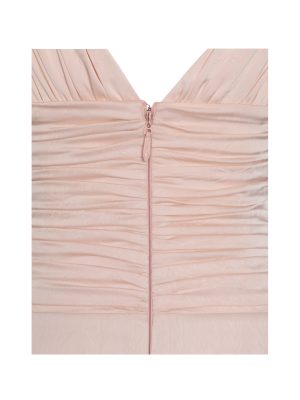 Talyssa Baby Pink Ruched Waist Double High Slit Maxi Gown