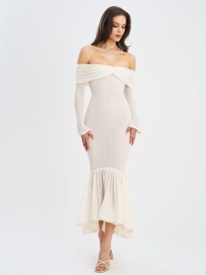 Kaedyn Off Shoulder Long Sleeve Crochet Mermaid Maxi Dress