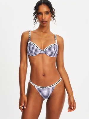 Geneva Gingham Lace Decoration Bikini Top