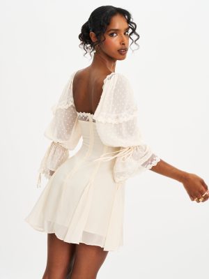 Zakira Lace Trim Half Sleeve Mini Dress