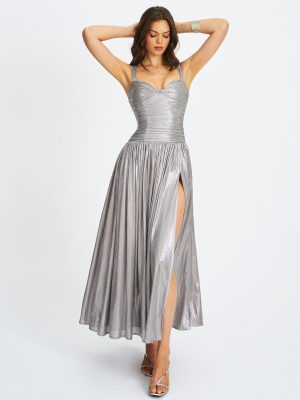 Palmer Silver Glitter Drop Waist Maxi Dress