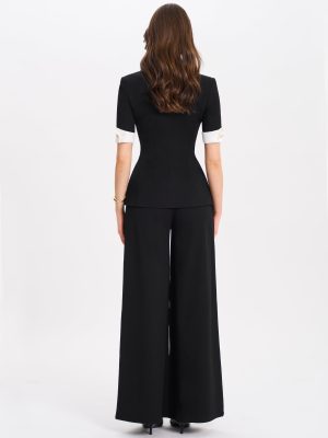 Aleeza Black Wide Leg Suit Pants