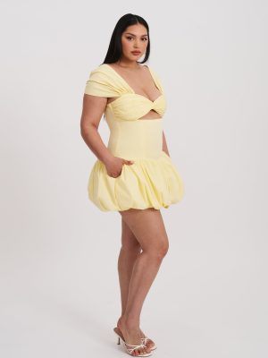 Umika Butter Yellow Bubble Hem Mini Dress