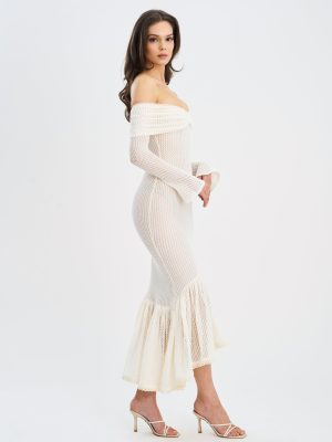 Kaedyn Off Shoulder Long Sleeve Crochet Mermaid Maxi Dress