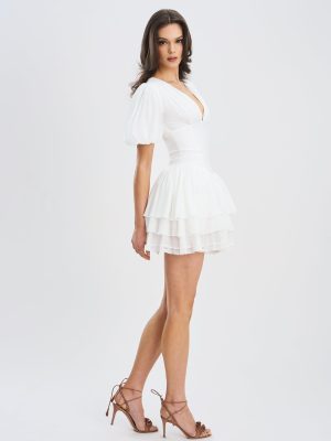 Caitlyn Bubble Sleeve Layered Mini Corset Dress