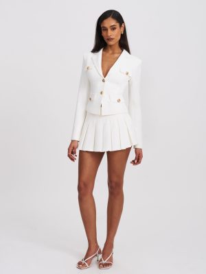 Oakley White Preppy Style Blazer Jacket