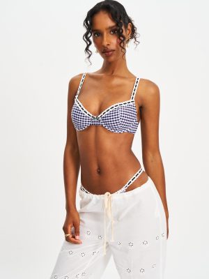 Geneva Gingham Lace Decoration Bikini Top