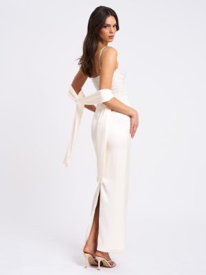 Karmen Pearl Top Pencil Slip Gown with Scarf