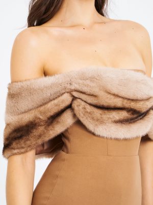 Nadira Off Shoulder Fur Trim Mini Dress