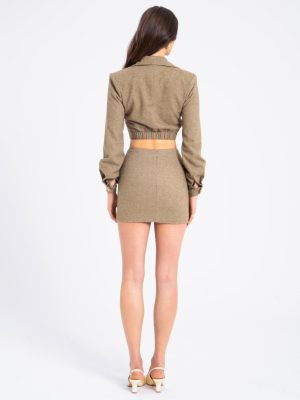 Bailee Vintage Cropped Twill Wool Blend Blazer Jacket