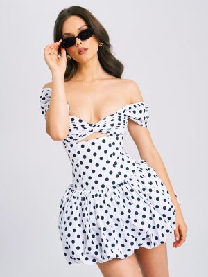 Umika Polka Dots Bubble Hem Mini Dress