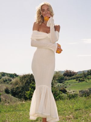 Kaedyn Off Shoulder Long Sleeve Crochet Mermaid Maxi Dress