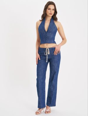 Raffaella Cotton Denim Straight Leg Pants